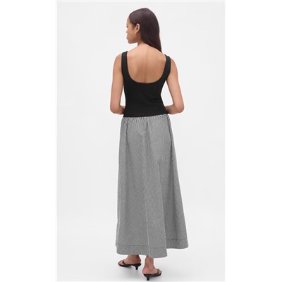 Mixed Media Drop-Waist Maxi Dress