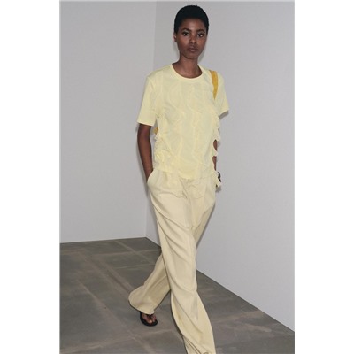 T-SHIRT WITH FRONT RUFFLES