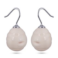 Серьги (Майорка 14 мм барочая бледно-голубая; покрытие родий)