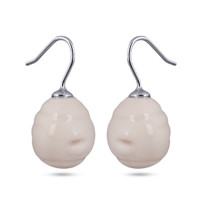 Серьги (Майорка 14 мм барочая бледно-голубая; покрытие родий)