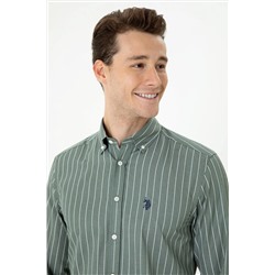 Erkek Haki Uzun Kollu Gömlek