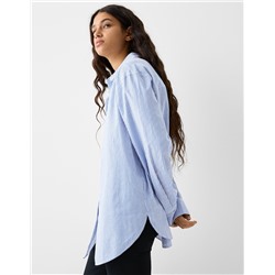 Striped long sleeve poplin shirt