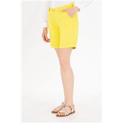 Kadın Neon Sarı Dokuma Şort