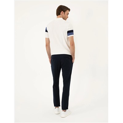Lacivert Carrot Fit Jogger Kanvas Pantolon