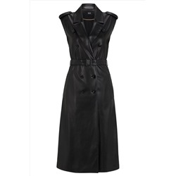 Faux-leather dress with double-breasted front