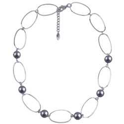 Колье Воздух (Майорка темно-серая 12мм; покрытие родий) 60см, Есть комплект