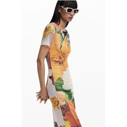 Vestido midi tul flores