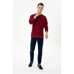Erkek Bordo Bisiklet Yaka Sweatshirt