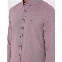Bordo Slim Fit Uzun Kollu Gömlek