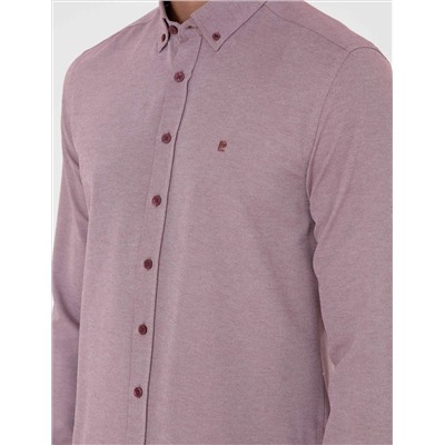 Bordo Slim Fit Uzun Kollu Gömlek