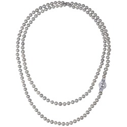 Колье (жемчуг серо-голубой 7-8мм, фианит; покрытие родий) 120см, Есть комплект