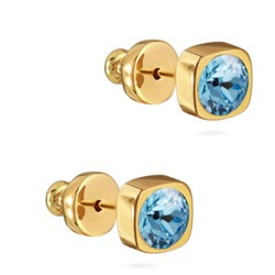 Пусеты Теннис (кристаллы SW аквамарин 4мм; покрытие золото), Есть комплект