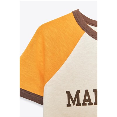 SLOGAN T-SHIRT WITH RIBBED TRIM