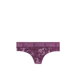 PINK Logo Velvet Thong