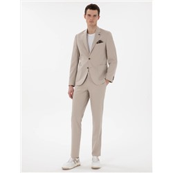 Bej Slim Fit Spor Takım Elbise