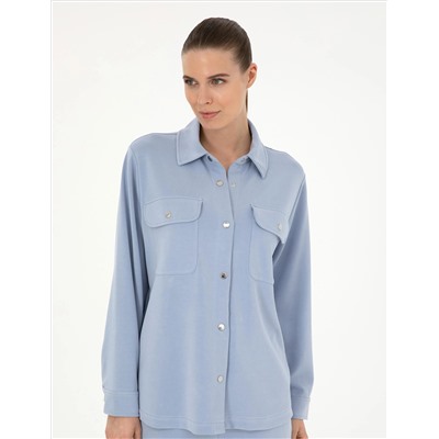 Mavi Oversize Örme Hırka