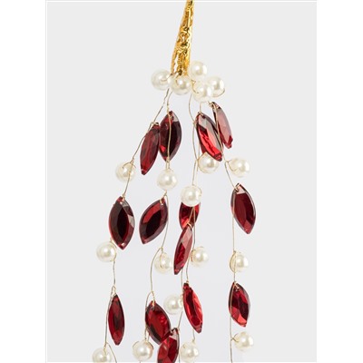 Украшение декоративное, 45 см, подвесное, акрил/металл, красно-белое, Жемчуг, New year