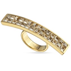 Кольцо Квадро (кристаллы SW шампань; покрытие золото), Есть комплект