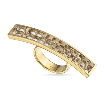 Кольцо Квадро (кристаллы SW шампань; покрытие золото), Есть комплект