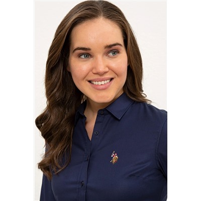 Kadın Lacivert Uzun Kollu Basic Gömlek