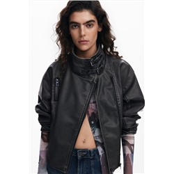 Biker efecto piel oversize