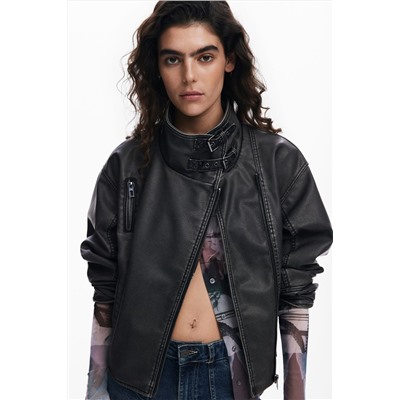 Biker efecto piel oversize