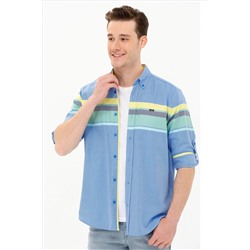 Erkek Saks Uzun Kollu Gömlek