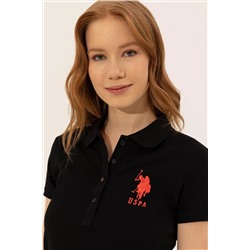 Kadın Siyah Basic Polo Yaka Tişört