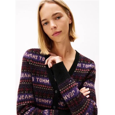 Женский шерстяной плюшевый кардиган ТОММИ ХИЛФИГЕ*Р