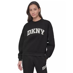 DKNY Sport Women's Rhinestone Logo Crewneck Top