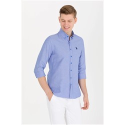 Erkek Saks Uzun Kollu Basic Gömlek