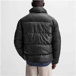 Мужская куртка-пуховик из эко кожи Zar*a 💤  Реплика 1:1