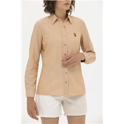 Kadın Camel Uzun Kollu Basic Gömlek
