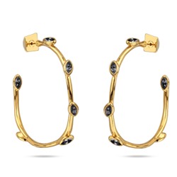 Серьги Эйва (кристаллы SW темно-серые; покрытие золото), Есть комплект