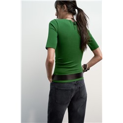 GATHERED INTERLOCK T-SHIRT