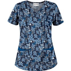 UA Right Angle Navy Print Scrub Top