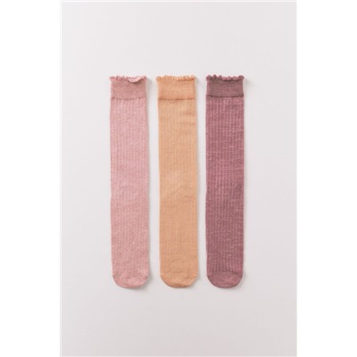 Pack 3 calcetines largos lurex rosa