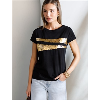 Нарядная футболка с золотистым принтом
