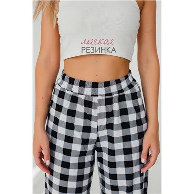 Брюки палаццо домашние широкие красная клетка
