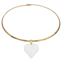 Колье-чокер Сердцебиение (2.5см, эмаль белая; покрытие золото) 42см, Есть комплект