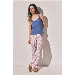 Camiseta tirantes volantes algodón azul