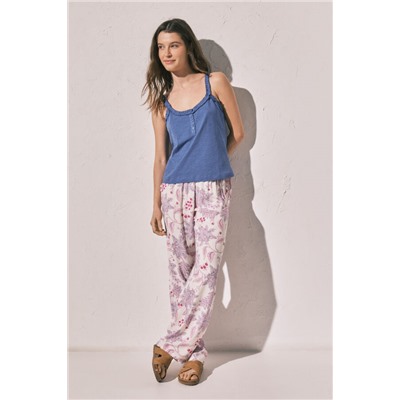 Camiseta tirantes volantes algodón azul