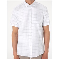 Beyaz Regular Fit Kısa Kollu Gömlek