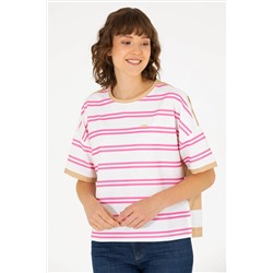 Kadın Pembe Bisiklet Yaka Tişört