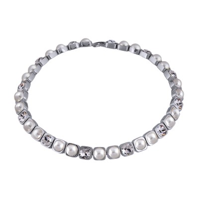 Колье Теннис (кристаллы SW белые 8мм, Майорка; покрытие родий)37-40см, Есть комплект