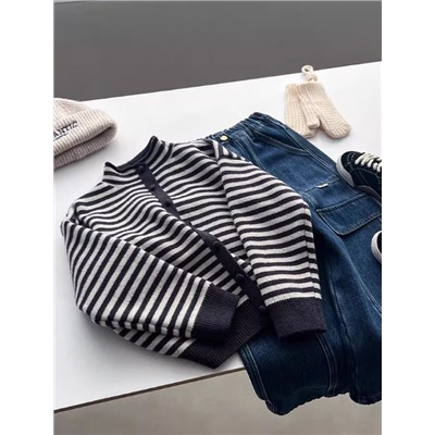 Полосатый кардиган для девочек. Тренд 2026