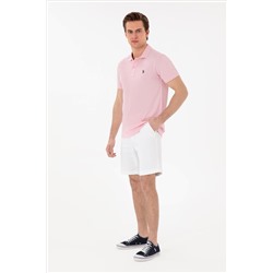 Erkek Slim Fit Polo Yaka Açık Pembe Basic Tişört