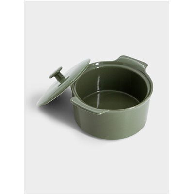 Кастрюля, 1,3 л, с крышкой, фарфор P, серо-зеленая, Indulgence