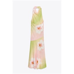FLORAL PRINT HALTER DRESS