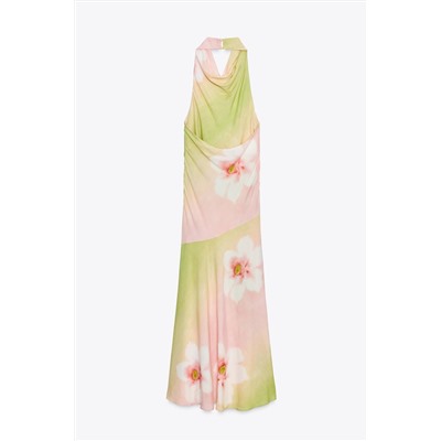 FLORAL PRINT HALTER DRESS